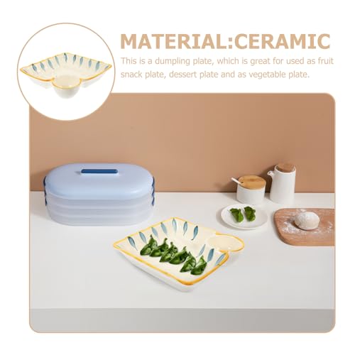 Plato cuadrado de cerámica para dumplings y salsa, estilo japonés miniatura 3