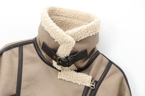 Minimalist Women's Winter Suede Jacket Coat Women Zippers Turn Down Collar Vintage Coat For Women4