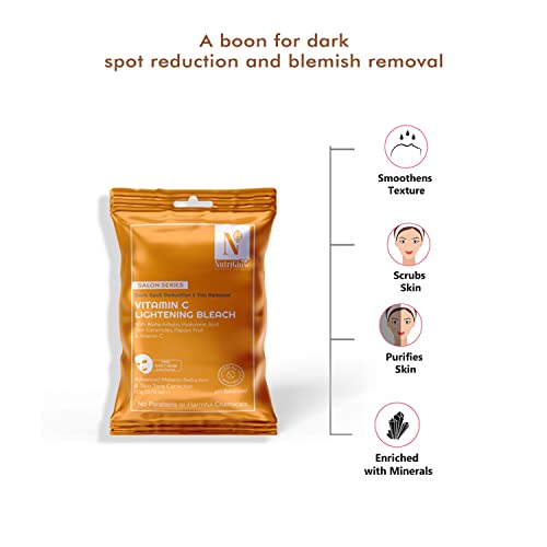 NutriGlow Advanced Organics Vitamin C Bleach for Tan Removal and Hair Lightening (6 in 1) - 20g, No Color, 20gm - Image 3