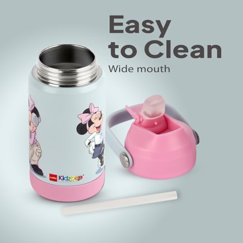 Image of CELLO Kidzbee Gen Alpha Stainless Steel Kids Flask Water Bottle 370ml | 3D Minnie Mouse Touch & Feel Design Leakproof Lightweight Easy to Carry Hot and Cold Kids Flask Water Bottle For School & Travel