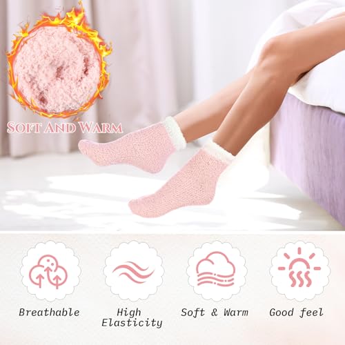 3 Pcs Fluffy Fuzzy Socks for Women Cozy Fuzzy Winter Warm Slipper Socks Soft Plush Sleeping Gifts3