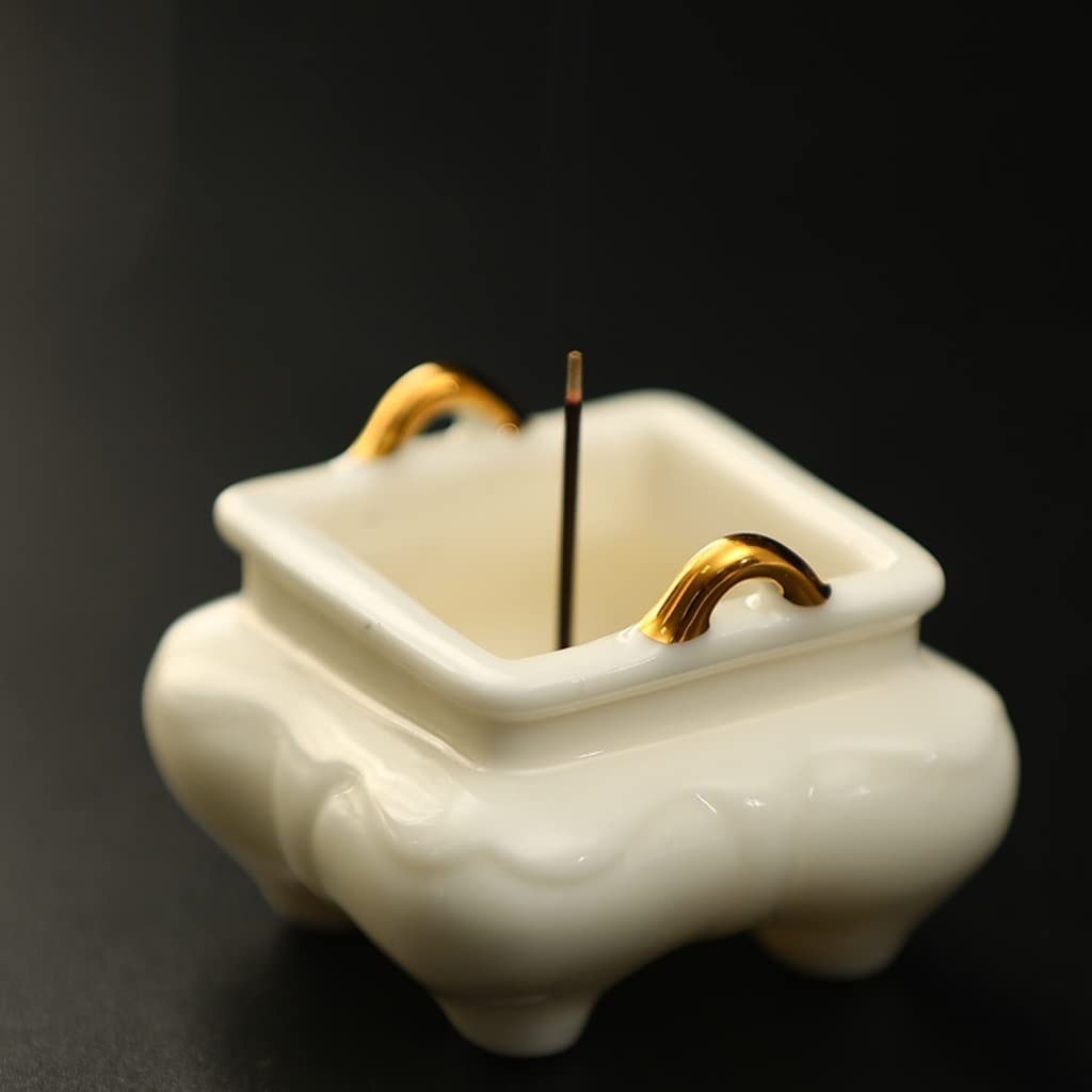 Incense Burner White Porcelain Incense Burner Household Indoor Mini Aroma Diffuser Wire Holder Stick Enshrines Sandalwood Waterfall Incense Burne