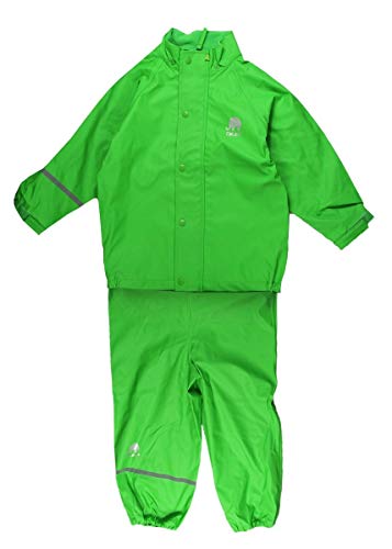 Celavi Jungen Basic Rainwear Set -Solid Pu Regenjacke, Grün, 120 EU