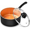 MICHELANGELO Nonstick Sauce Pan With Lid, 3QT Ceramic Saucepan, Copper Saucepans, PFAS-FREE Pot, Small Pots For Cooking, Multipurpose Cooking Pots For Home Kitchen, Dishwasher Safe