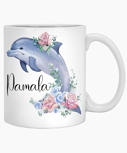 Dolphin Gifts, Dolphin Name Pamala 11oz White Mug Mug, Dolphin Lover Gift, Ocean Mug, Dolphin Coffee Mug, Dolphin Coffee Cup, Name Mug, Beach Mug 11 Oz White Ceramic Coffee Mug 950018