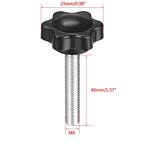 TA-VIGOR Clamping Screw Knob Star Shaped M6 x 40mm, 25mm Dia Plum Hex Shaped Plastic Head Clamping Knob Male Thread Grips - Image 2