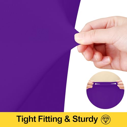 Image of Smiry Spandex Elastic Fitted Table Cloth Skirt for 4FT Rectangle Table | Stretch Washable Table Cloth, Banquet Table Cover for Wedding, Party, Indoor & Trade Shows, (Purple, 48Lx30Wx30H)