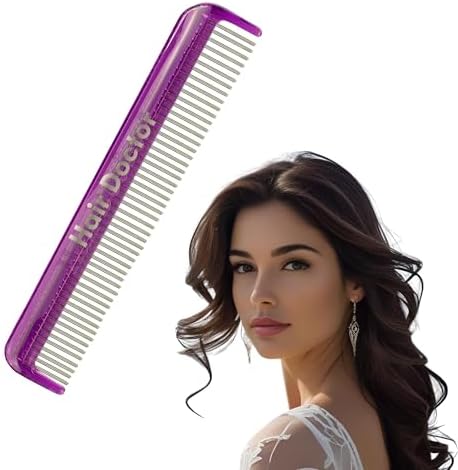 Hair Doctor Vanity Comb with silky smooth rotating teeth prevents hair loss and damage 7" Royal Purple