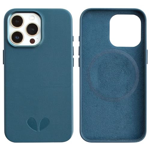 Étui magnétique en cuir vegan pour iPhone 15 Pro Max protection antichoc bleu