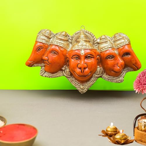 Image of Polyresin Panchmukhi Hanuman Ji Murti Statue for Door Entrance| Statue for Home Decor, Gifting, Protection from Evil Eye