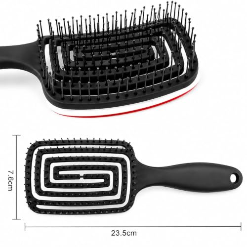 Image of Detangling Hair Brush for Women & Men- Anti Hair Fall Comb for Curly, Wavy & Straight Hair | Hair Straightening Brush, Wet & Dry Styling Brush | Scalp Massager, Frizz Control & Tangle (Black)