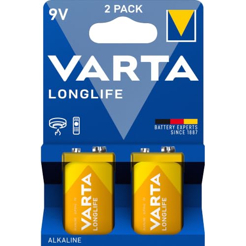 VARTA Batterien 9V Blockbatterie, 2 Stück, Longlife, Alkaline, Vorratspack, für Rauchmelder, Brand- & Feuermelder – Ansicht 2
