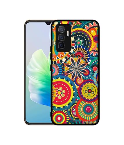 Image of Ring Pattern Print Design Premium 2D Printed Metal Back Case Cover for Vivo V23E 5G / Y75 4G