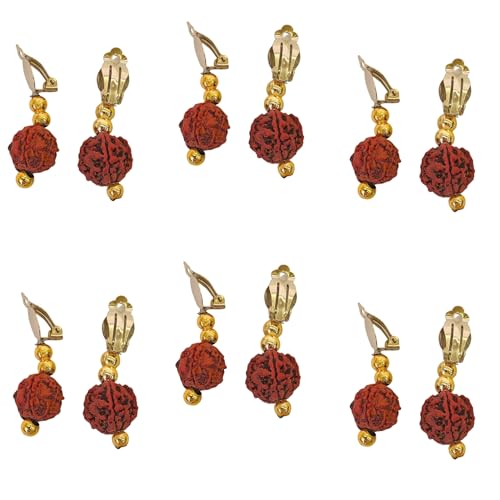 Image of kaku fancy dresses rudraksh Earrings for Mythological Character -Maroon, Free Size - 6 Pairs, for Unisex- Multi Color