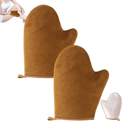 2 Pièces Applicateur Autobronzant - Gants Applicateurs De Bronzage,Flocage Traitement SPA De Bronzage Selfs Tan Mitt Sunless Glove Applicator Réutilisable Pour Huile Bronzante Creme Lotion