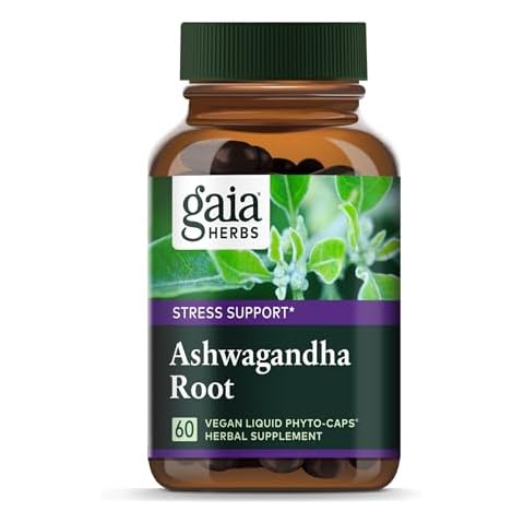 Gaia Herbs, Ashwagandha Root Vegan Liquid Phyto Capsules - Stress Relief, Immune Support Supplement, Balanced Energy Levels and Mood, 60-Count (Pack of 1) Cover