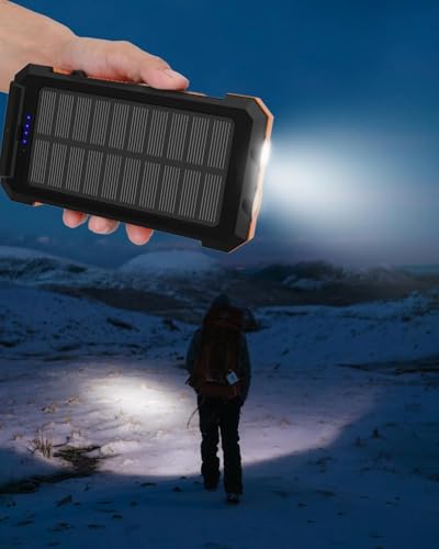 Image of Waterproof Solar Power Bank 20000mAh with Compass and Dual USB Ports Ultra Thin Design