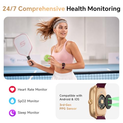 Image of Woneligo Smart Watch for Women Android & iPhone [40mm 3 Bands, Rose Purple]