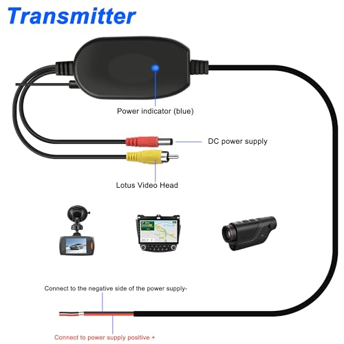 Image of MEIRIYFA Car 2.4G Wireless Color Video Transmitter and Receiver for Vehicle Backup Camera /Front Car Camera 2.4Ghz Wireless RCA Video Receiver /Transmitter for Car Parking Monitor Rear View Camera