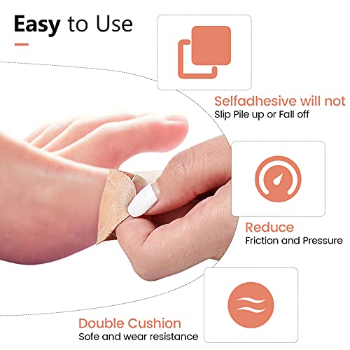 Image of Nuanchu 60 Pieces Bunion Cushions Self-Adhesive Bunion Pads Foot Callus Patches Foot Blister Shoe Accessories Women Men Feet Heel Protector Pads(Skin Color,M)