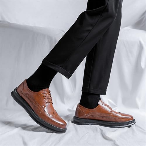 Men's Genuine Leather Wingtip Oxfords Breathable Lace Up Dress Shoes with Anti Slip Rubber Sole Orthopedic Comfort for Business4