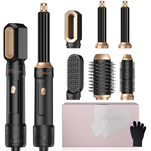 Atopskins 1000W - Secador de pelo 6 en 1, Air Styler Pro Airbrush 6 en 1, Hair Styler con secador de pelo, cepillo soplador, plancha para rizar, cepillo térmico Brush, cepillo alisador, cajas de