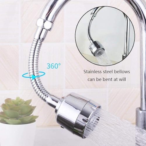 Image of Styxon Kitchen Tap Extender - 360 Rotating Faucet Extension for Kitchen Sink & Basin | Adjustable Water Flow & Easy Install With Hose And Universal Connector, 2 Mode, 19 X 4.9 X 2.2 CM, Silver