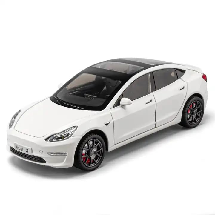 Image of Special Edition Die-cast Car,Pull-Back Alloy Metal 1:24 Large Diecast Metal Pullback Diecast Tesla Model 3 Toy Car with Six Opening Doors,Light Music Boys Gifts Toys【Colors as Per Stock】