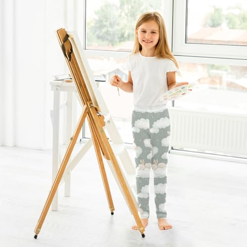ALAZA Girls' Leggings Children's Yoga Pants Skinny Printed Dance Cloud Rabbit Cute Comfortable 4T4