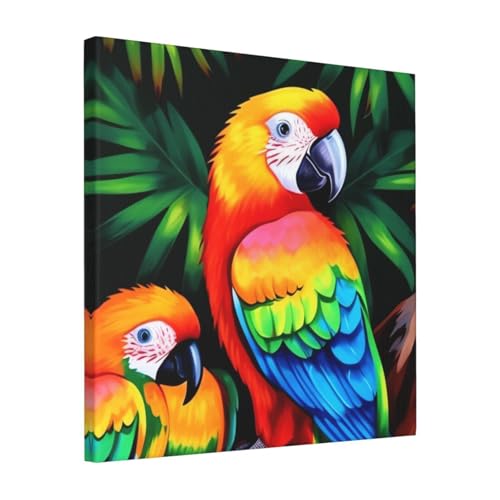 Toile murale moderne perroquet coloré de décoration murale d'intérieur 40x40cm