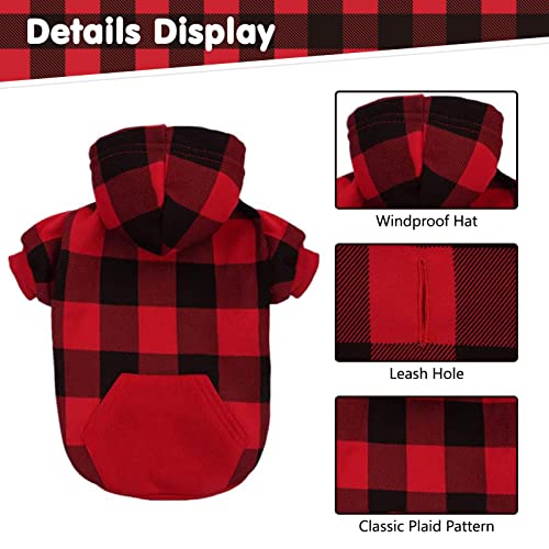 Plaid Dog Hoodie Pet Clothes Sweaters With Hat Red X-Large (Pack Of 1) #TOP3