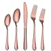 Berglander Stainless Steel Copper Color Flatware Set Rose Gold, 20 Piece Rose Gold Plated Stainless Steel Silverware Set Cutlery Sets, Service for 4 (20 piece)