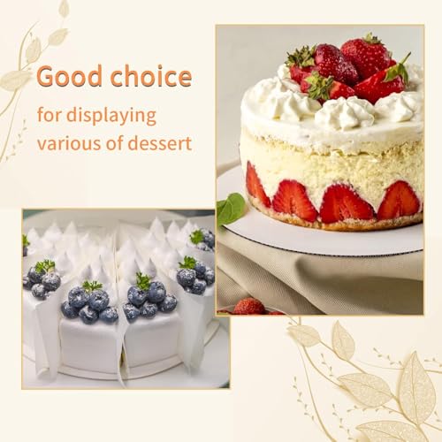Image of 10 Inch Round Cake Base Board, MDF Silver Scalloped Cake Drum, Disposable Cardboard Cake & Pizza Base for Cake Decorating, Tart Display, Bakery, Dessert Stand, Pack of 6