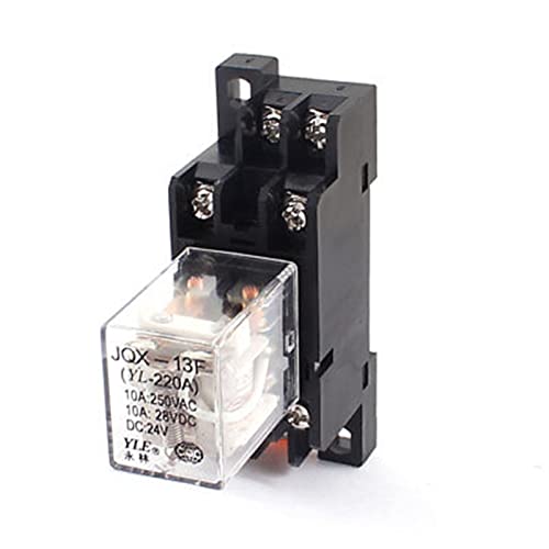 Relais de puissance JQX-13F DC 24V rail DIN DPDT 8 broches lot de 10