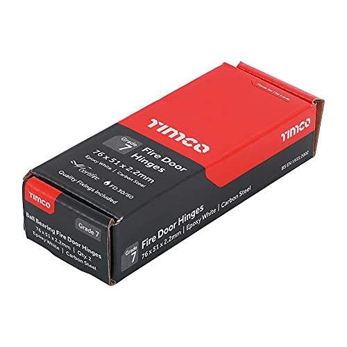 TIMCO Fire Door Hinge for Internal Residential Doors - Ball Bearing Hinge Epoxy White - 76 x 51 x 2.2, Gold, 76 x 50 x 2.0 - Image 2