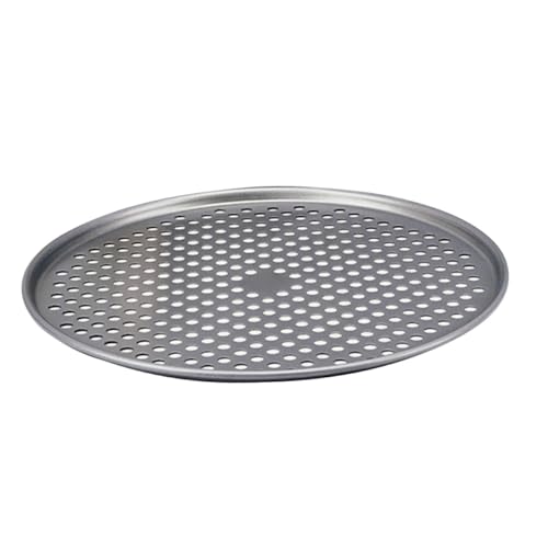 Cabilock Hollow Non Stick Pizza Baking Pan Carbon Steel Round Pizza Tray with Slip Edges for Baking for Home Cooking and Family Dinners