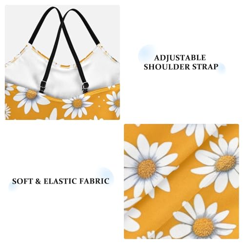 Girls Swimsuit Little Daisies on Yellow Background One Piece Swimwear3