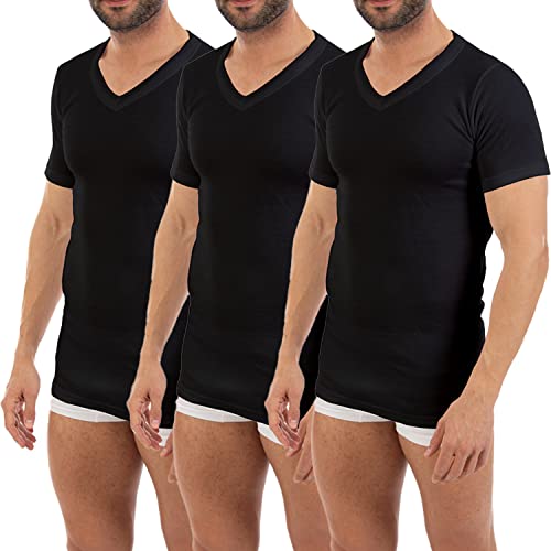 T-shirt thermique homme col V manches courtes maillot de corps hiver confortable Lacotex