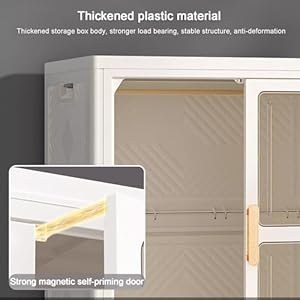 KAMPCO Clothes Storage Closet Wardrobe Large White Armoire Wardrobe Closet for Hanging Clothes Folding Plastic Wardrobe with Magnetic Transparent Door