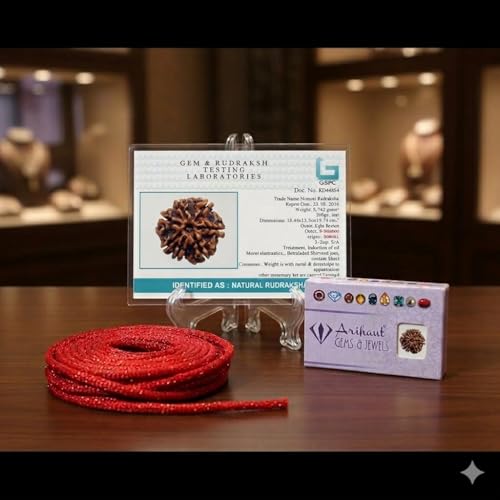 Image of Arihant Gems & Jewels Original 7 Mukhi Nepali Rudraksha Pendant | Natural Certified Seven Mukhi Rudraksha in 925 Sterling Silver | Premium Nepal Rudraksh Spiritual & Astrological Jewelry for Men & Women.