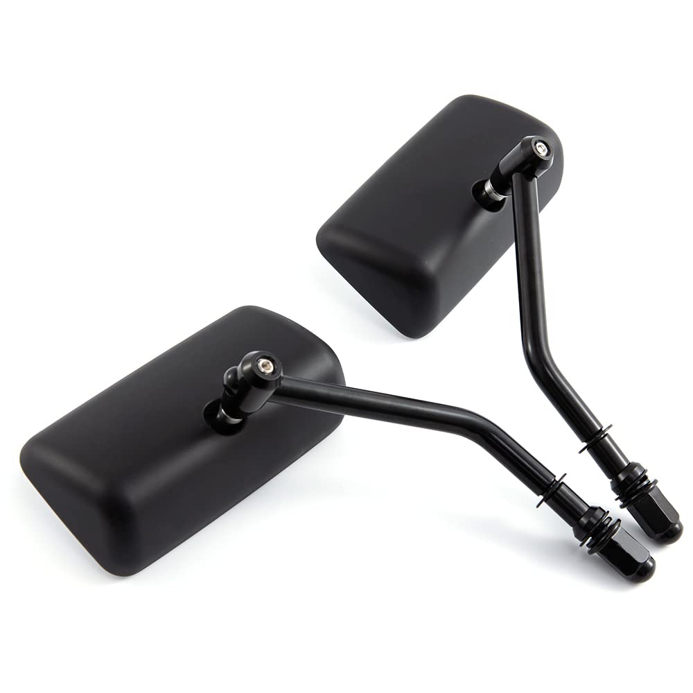 Specchietto retrovisore moto 8mm 10mm Specchietti laterali manubrio in lega di alluminio vintage nero universale per ATV Street Bike Cruiser Chopper rettangolo (Nero)