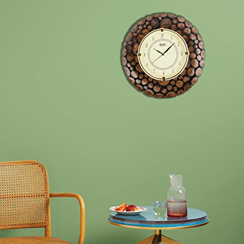 Image of HS HINDUSTANI SAUDAGAR Nature Knots Wooden wall Clock Handcrafted lyptus Wood Ideal for Home Decor Living Study Bedroom Dining Guest Room Kitchen Hall Size: 30 cm Diameter (11.81 inches)