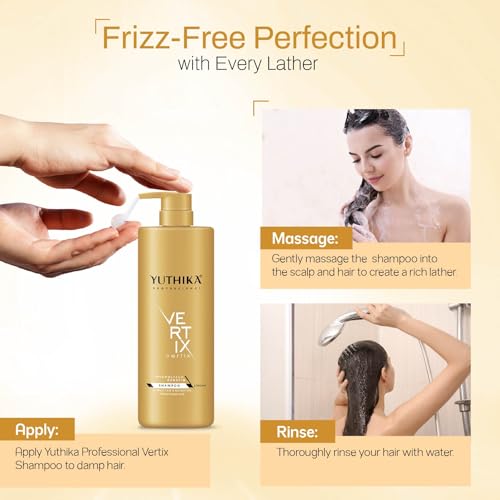 Image of Yuthika Professional Vertix Hydrolyzed Keratin Shampoo Ultimate Care & Restoration 1000ml I Post Care Shampoo For Straightened Hair, Salon Like Smooth Hair