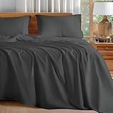 Mahaveer Cotton Microfiber Double Bed Sheet - Solid Color, Ultra-Soft Bedsheet for Bedroom, Lightweight Plain Bedsheet for Double Bed 90x100 Inch, Dark Grey