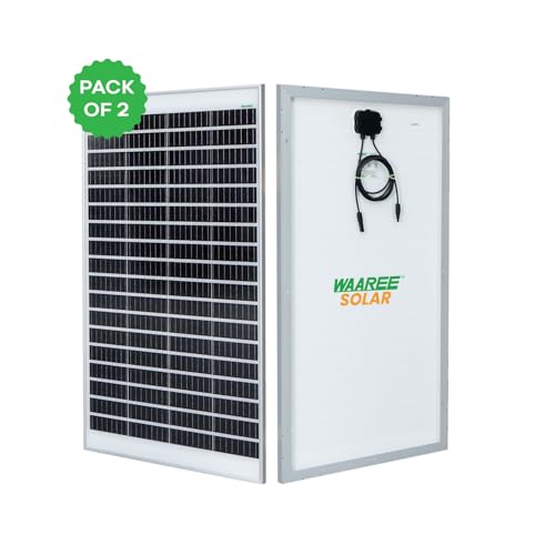 Image of WAAREE II 130 Watt Solar Panel II Mono PERC || 25 Years Power Output Warranty II Modules II Use for Mobile Charging, Off Grid and on Grid System || Solar Cells per Module - 36 Cells || Pack of 2