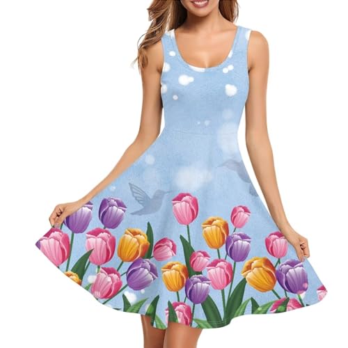 Image of TOADDITDO Womens Summer Sleeveless Tank Dress with 2 Side Pockets XS-4XL Plus Size