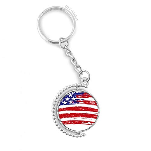 Llavero de barras y estrellas con bandera de América giratoria y anillo para llaves Pilgrim