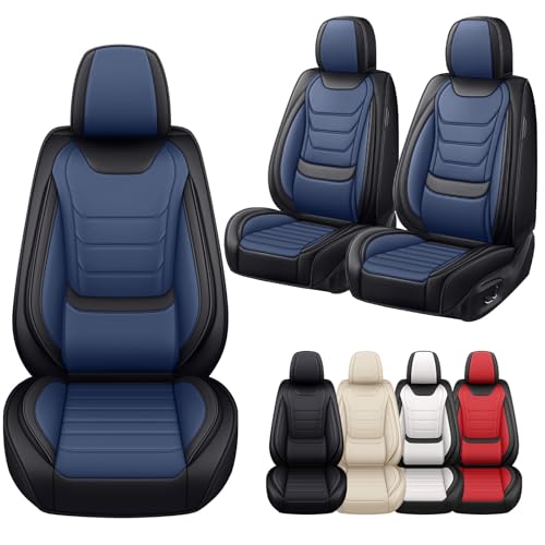 Image of Car Seat Covers Fit for Chevrolet Tahoe 1995-2025, Leather Automotive Seat Covers for Trucks, Heavy-Duty Wear Resistant Seat Protectors, Easy to Install, 2 Seats, Black Blue
