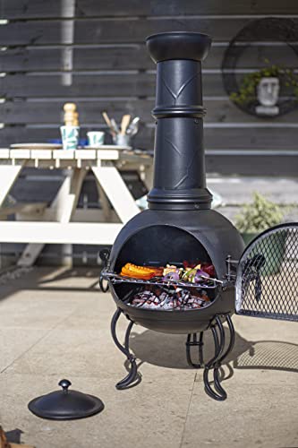 La Hacienda: Murcia Medium Steel Chiminea BBQ - Mit Grillrost & Schürhaken zum Kochen - 40x40x88cm – Bild 4