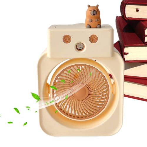 Ventilador de mesa, ventilador pequeño portátil, carga USB de 3 velocidades, función de pulverización de hidratación con ventiladores para dormitorio, taller, invernadero, cocina, jardín, tienda de